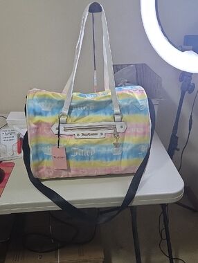 Juicy Couture Rainbow Stripe Travel Duffel Bag